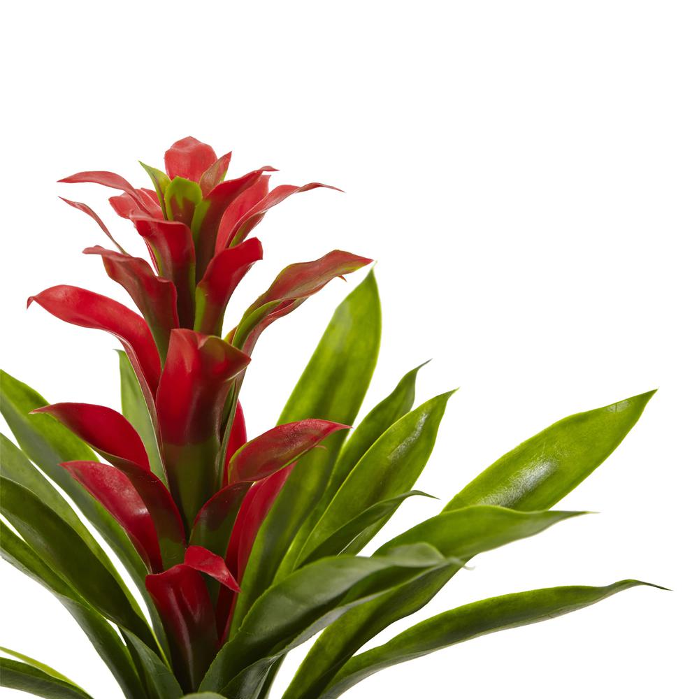 15in. Bromeliad Artificial Flower (Set of 4), Red. Picture 2