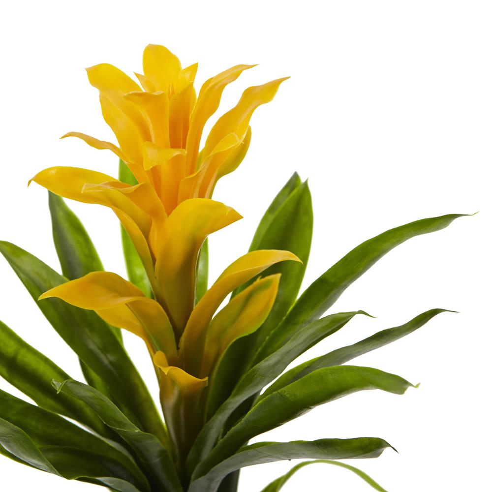 15in. Bromeliad Artificial Flower (Set of 4), Yellow. Picture 2