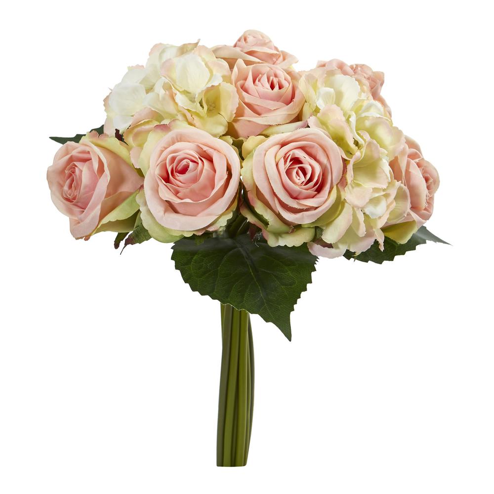 12in. Rose and Hydrangea Bouquet Artificial Flower (Set of 6). Picture 1