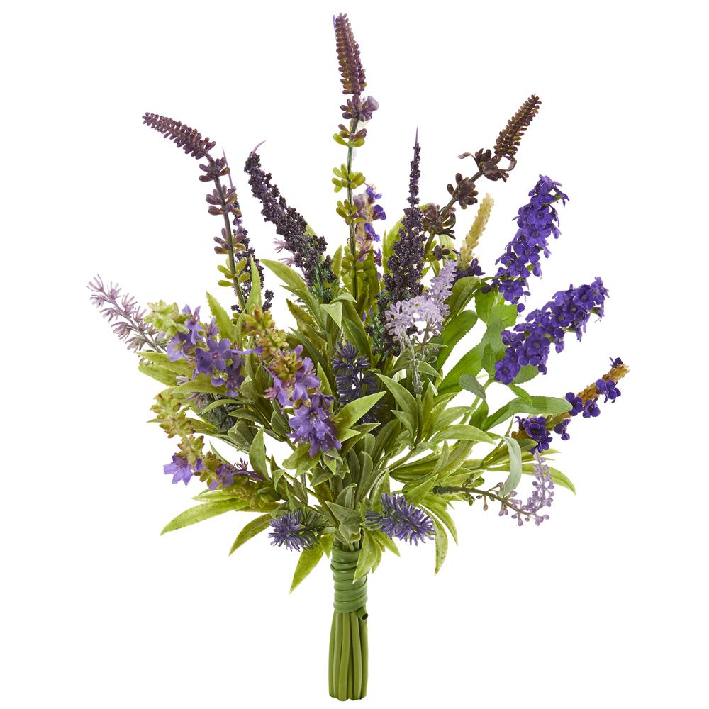 15in. Lavender Artificial Flower Bouquet (Set of 3). Picture 1