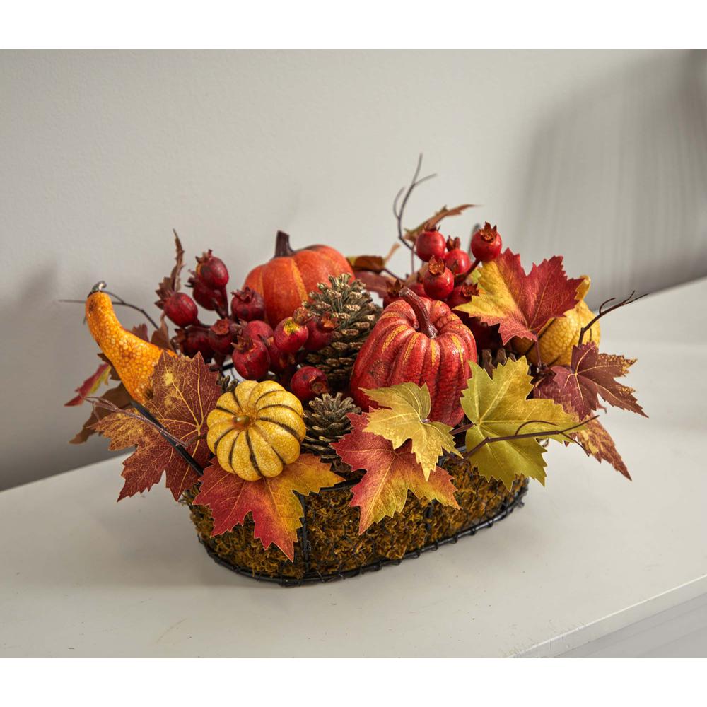 Pumpkin, Gourd, Berry and Maple Leaf Artificial Arrangement. Picture 5