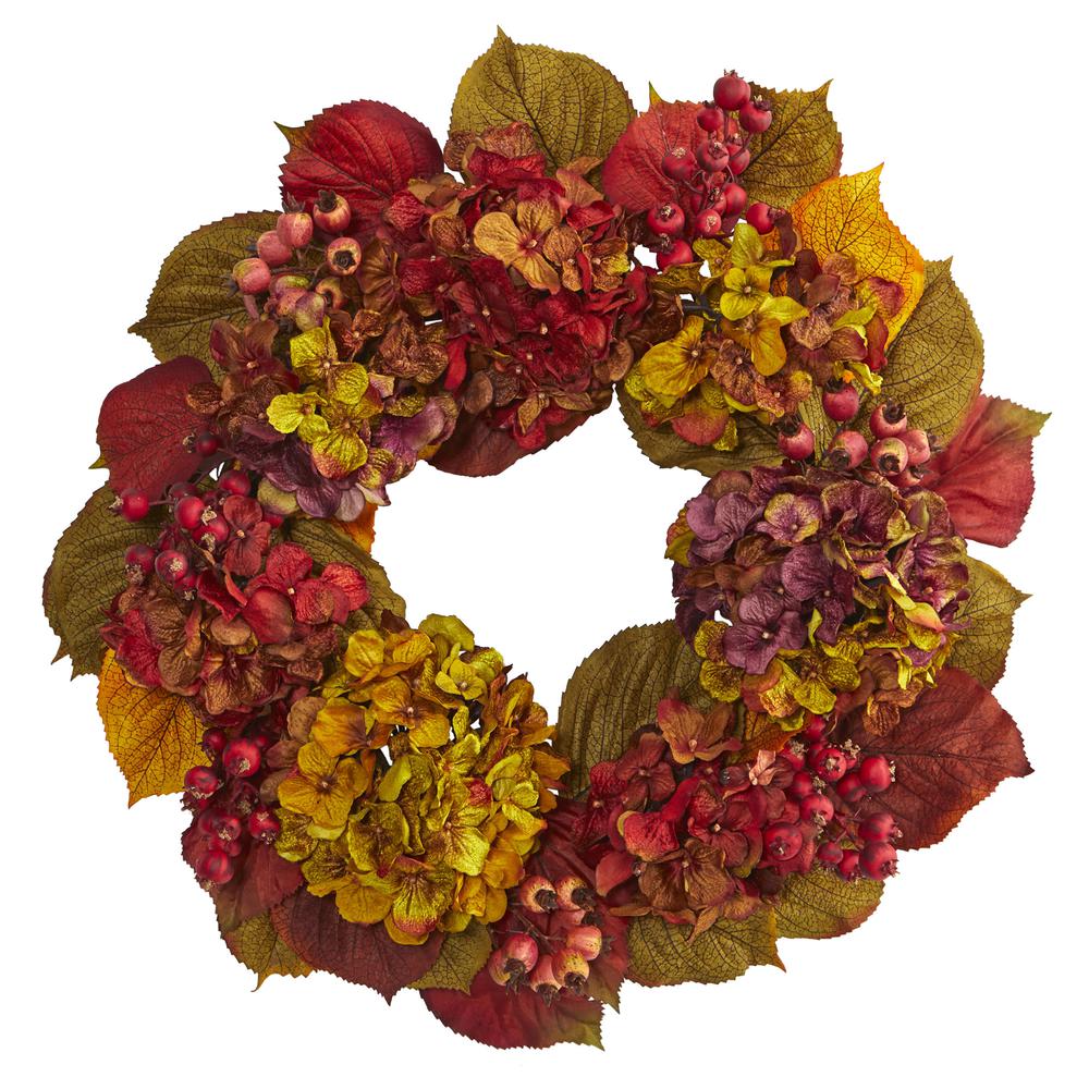 24in. Fall Hydrangea Wreath. Picture 1