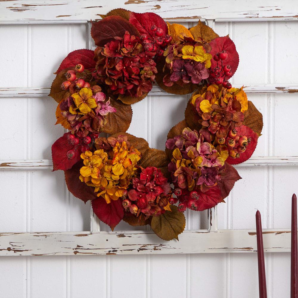 24in. Fall Hydrangea Wreath. Picture 3