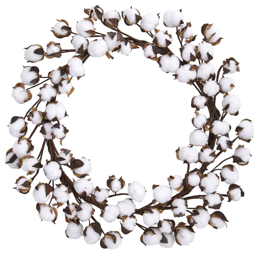 20in. Cotton Ball Wreath. Picture 1