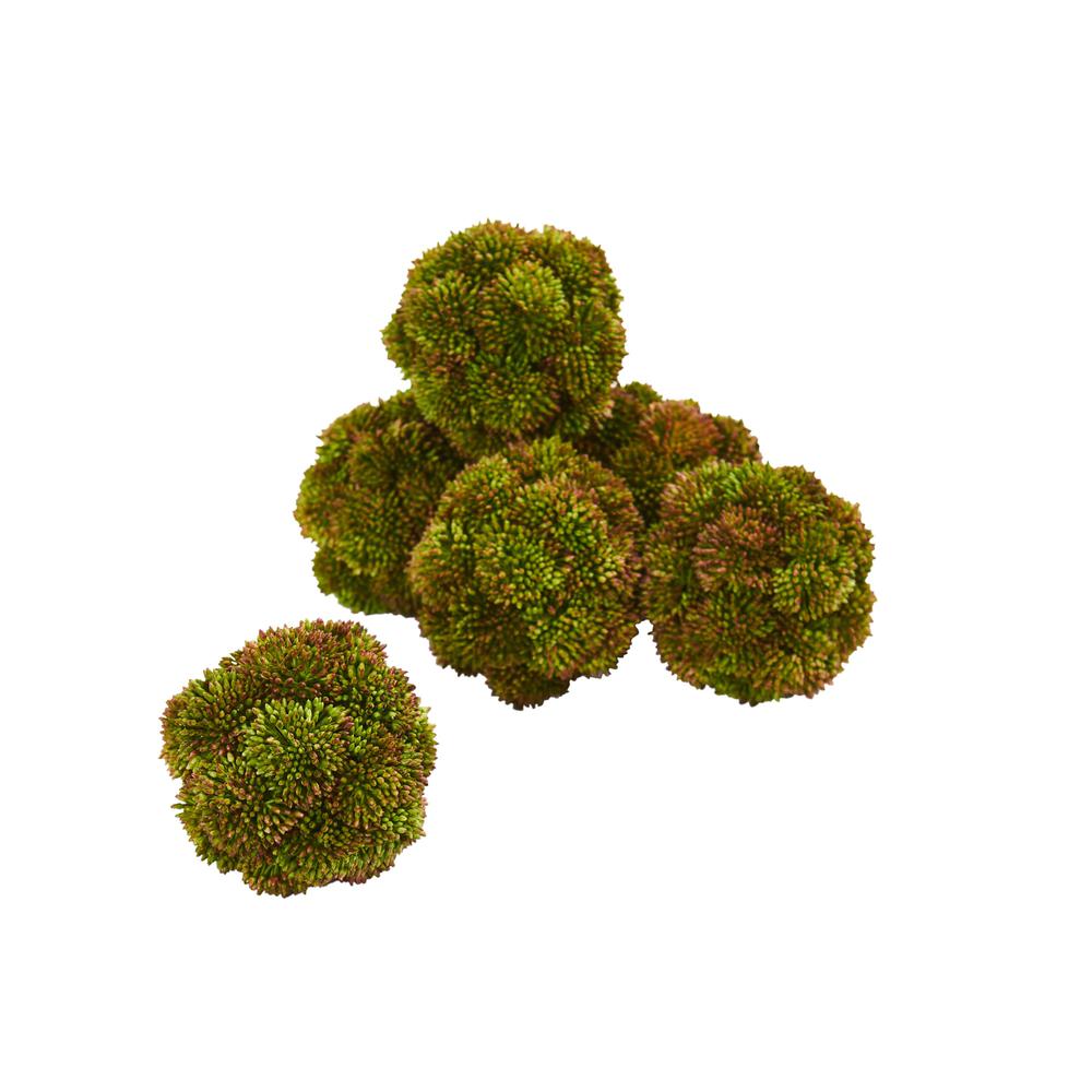 4in. Sedum Artificial Succulent Artificial Spheres (Set of 6). Picture 4