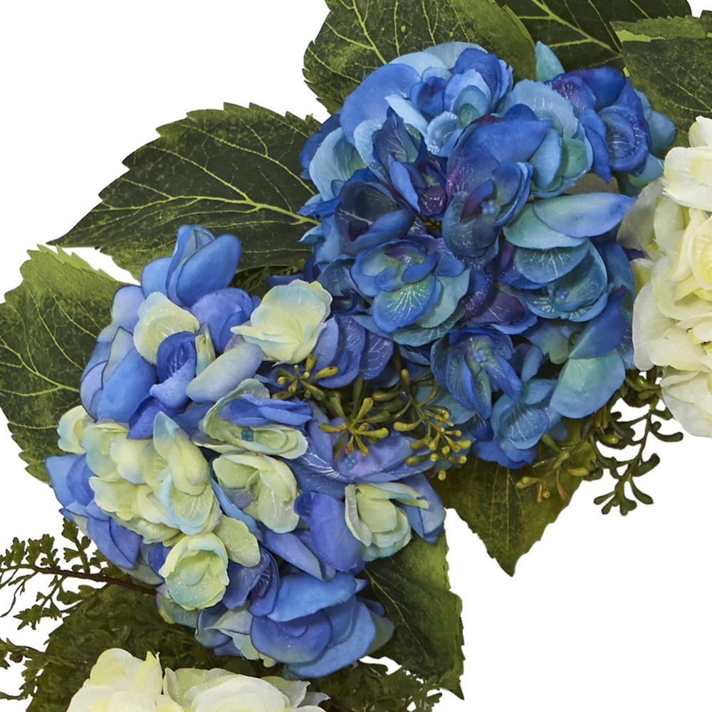 24in. Hydrangea Wreath - Blue. Picture 2