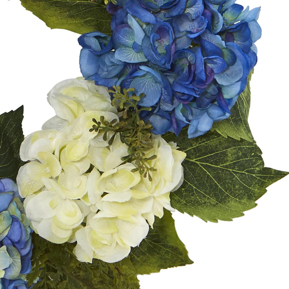 24in. Hydrangea Wreath - Blue. Picture 3