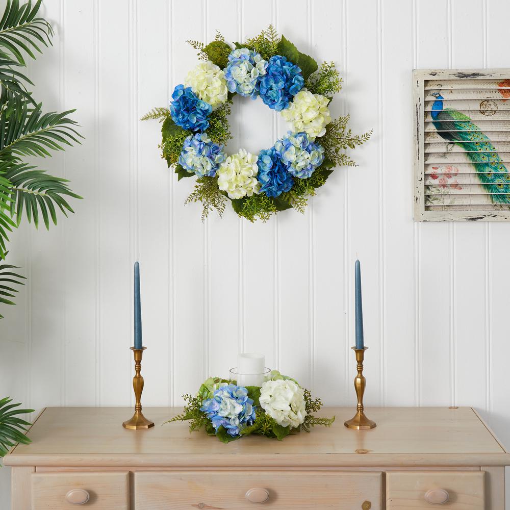 24in. Hydrangea Wreath - Blue. Picture 5