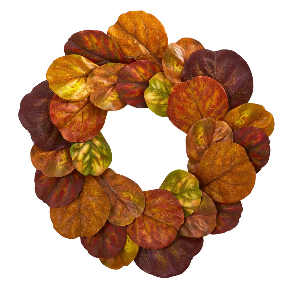 29in. Fiddle Leaf Artificial Wreath. Picture 1