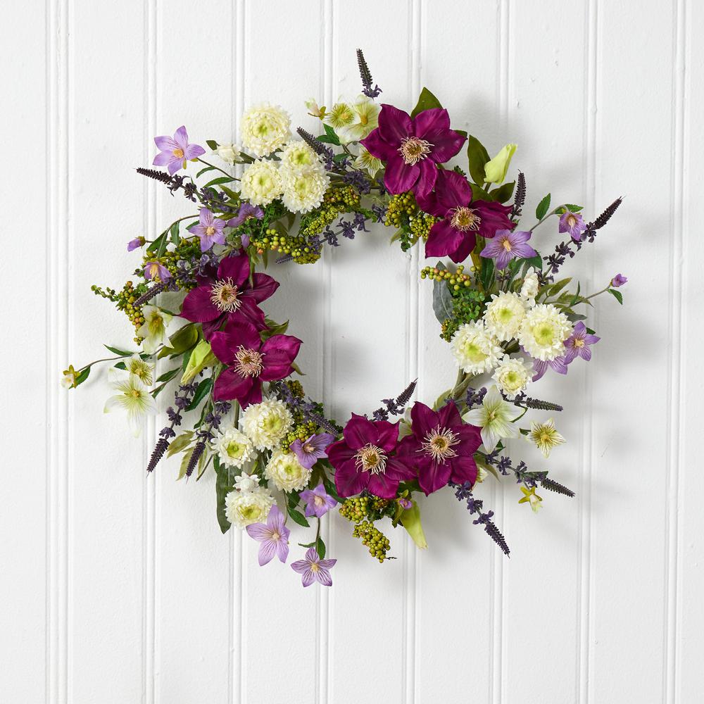 22in. Mixed Flower Artificial Wreath. Picture 4