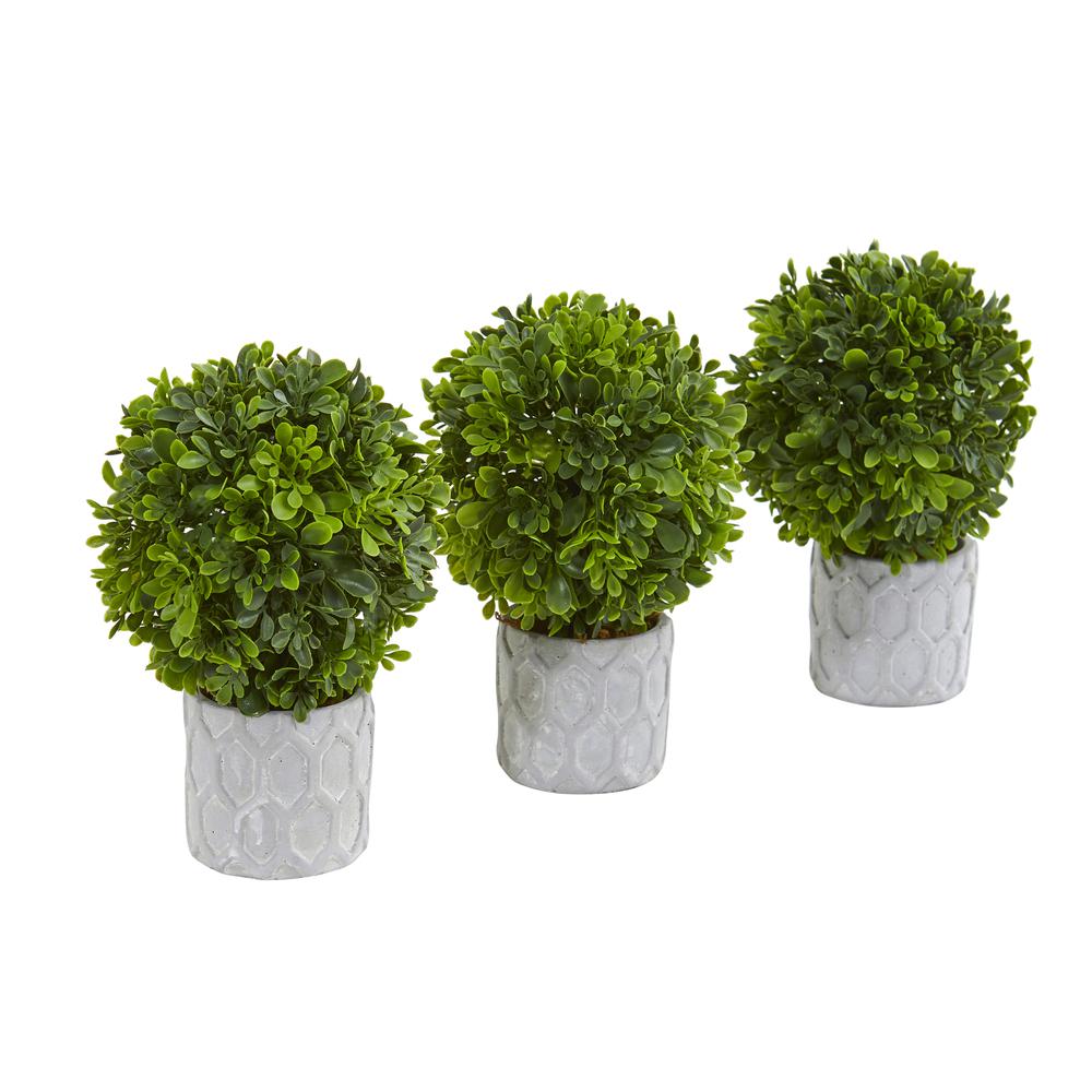 9in. Boxwood Artificial Mini Topiary (Set of 3). Picture 1