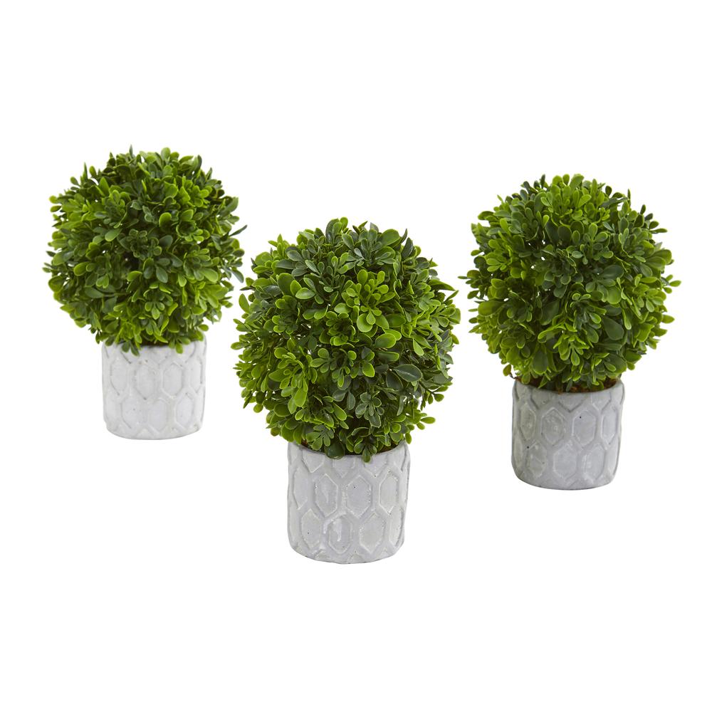 9in. Boxwood Artificial Mini Topiary (Set of 3). Picture 3