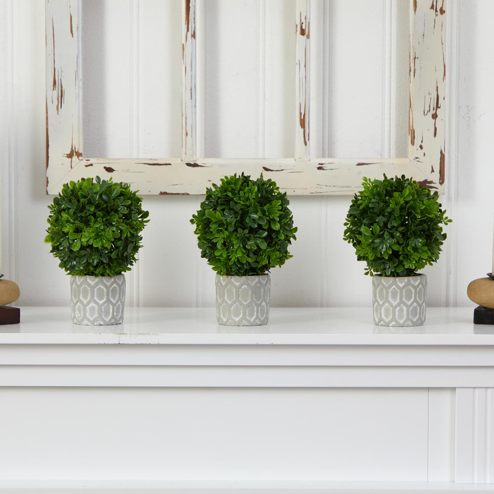 9in. Boxwood Artificial Mini Topiary (Set of 3). Picture 6