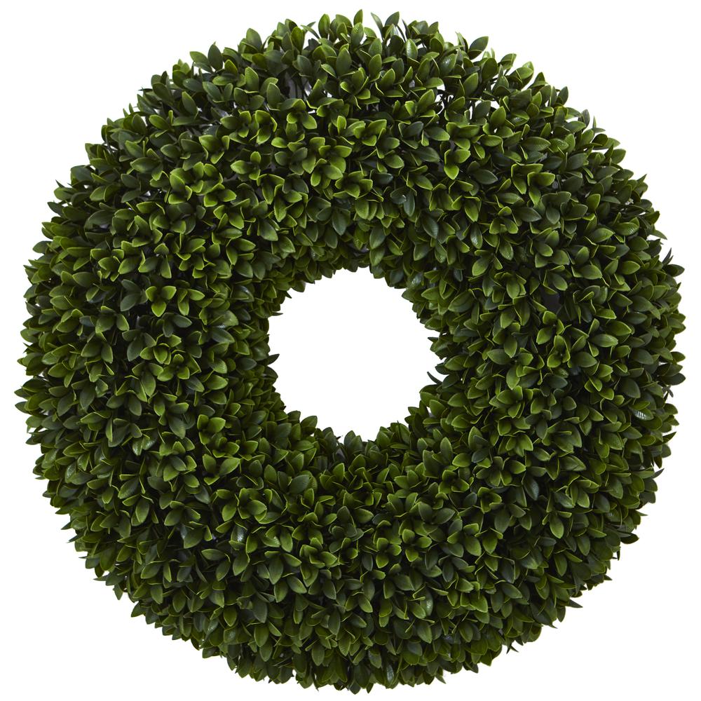 24in. Boxwood Artificial Wreath. Picture 1
