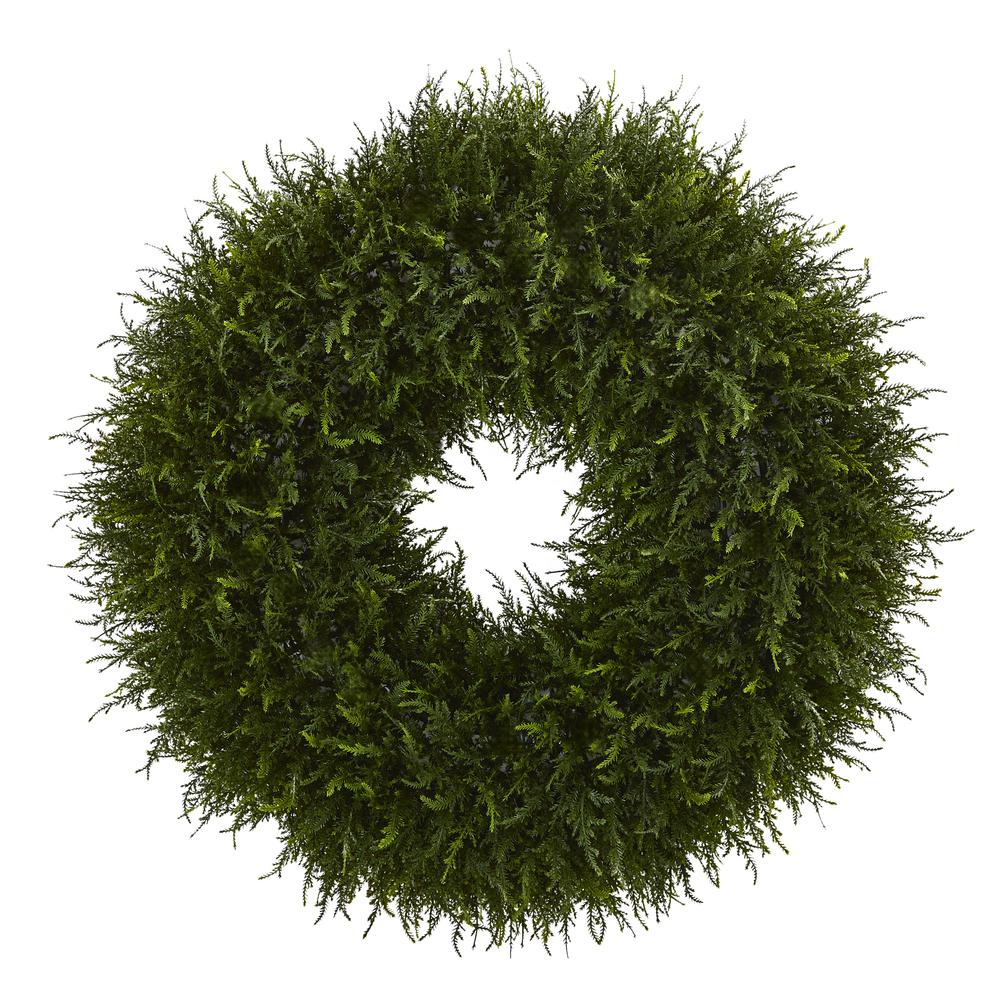 32in. Giant Cedar Artificial Wreath. Picture 1