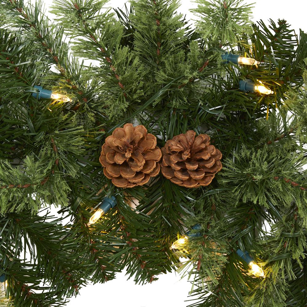 6ft. Christmas Artificial Garland with 50 Clear LED Lights and Pine Cones. Picture 2