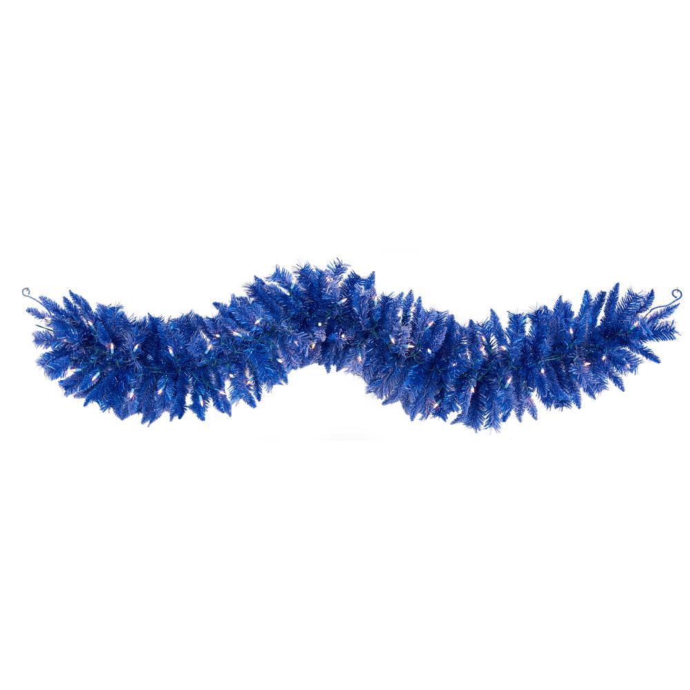6ft. Blue Artificial Christmas Garland with 50 Warm White Lights. Picture 1