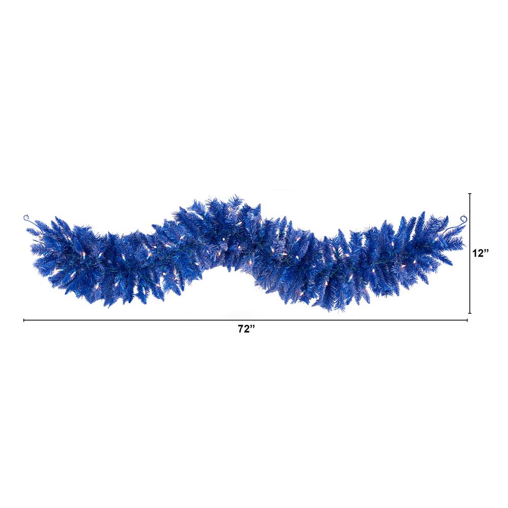 6ft. Blue Artificial Christmas Garland with 50 Warm White Lights. Picture 2