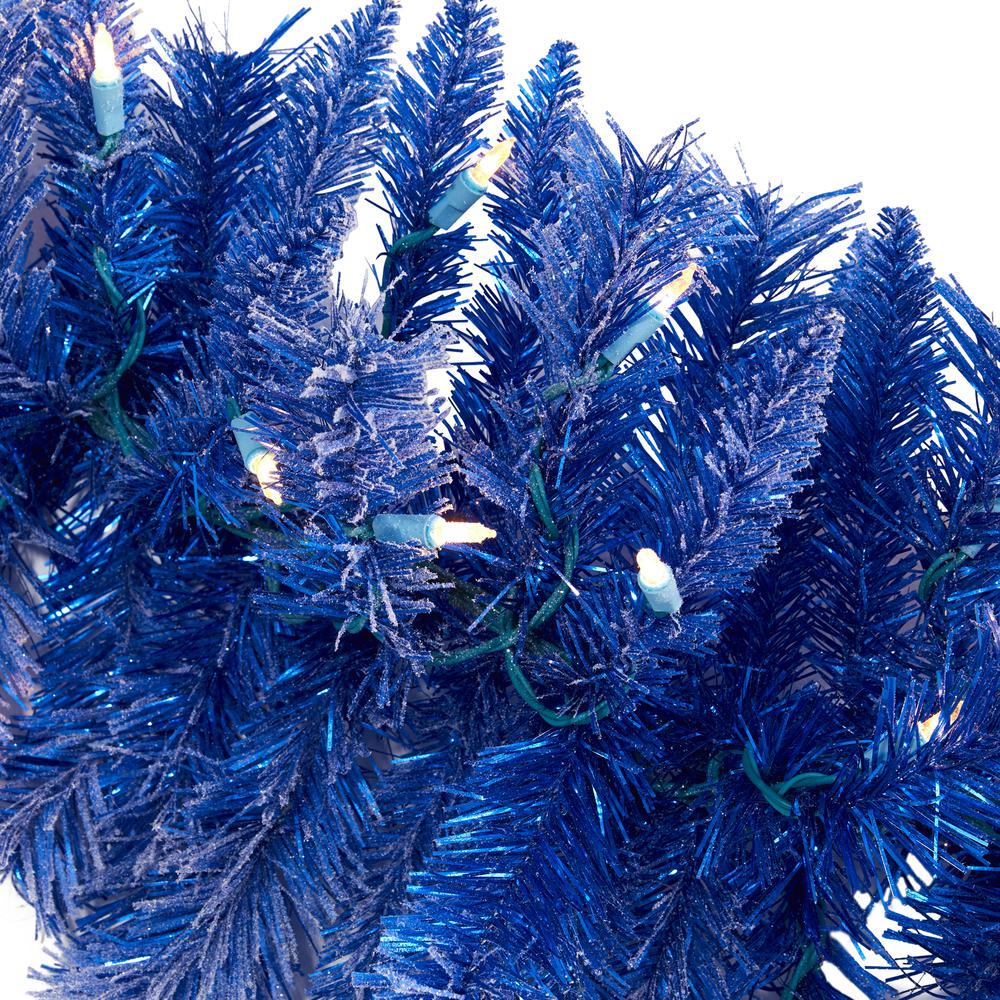 6ft. Blue Artificial Christmas Garland with 50 Warm White Lights. Picture 3