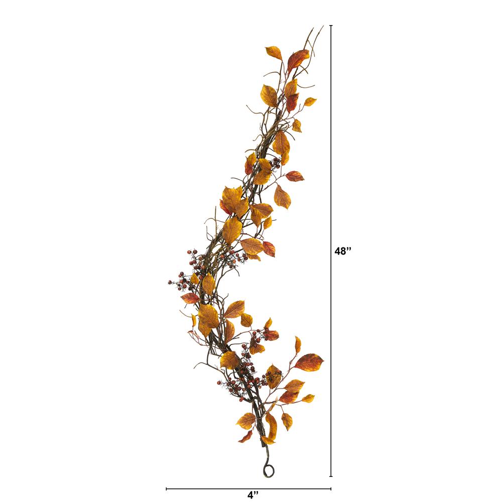 4ft. Fall Foliage, Berries and Twig Artificial Garland. Picture 1