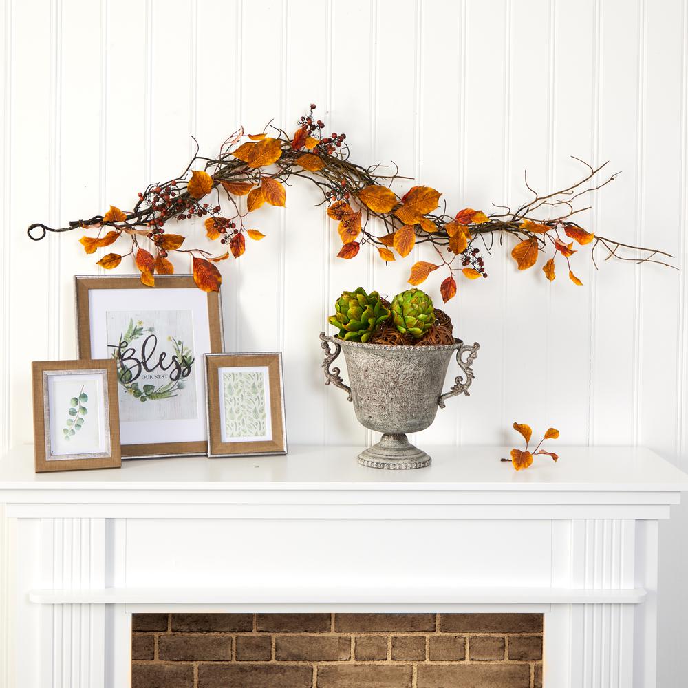 4ft. Fall Foliage, Berries and Twig Artificial Garland. Picture 2