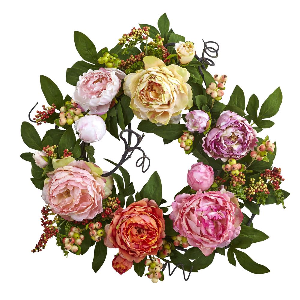 20in. Mixed Peony & Berry Wreath. Picture 1