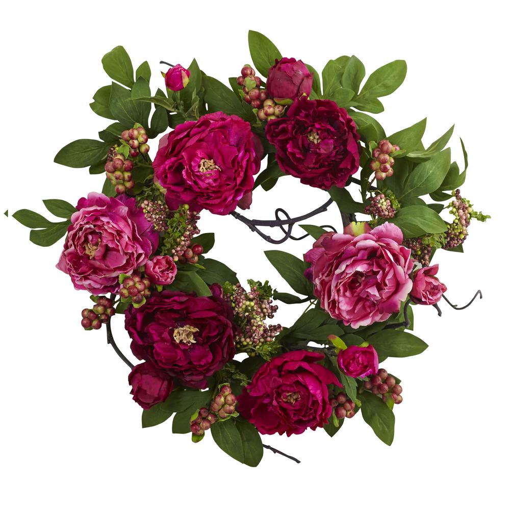 20in. Peony & Berry Wreath. Picture 1