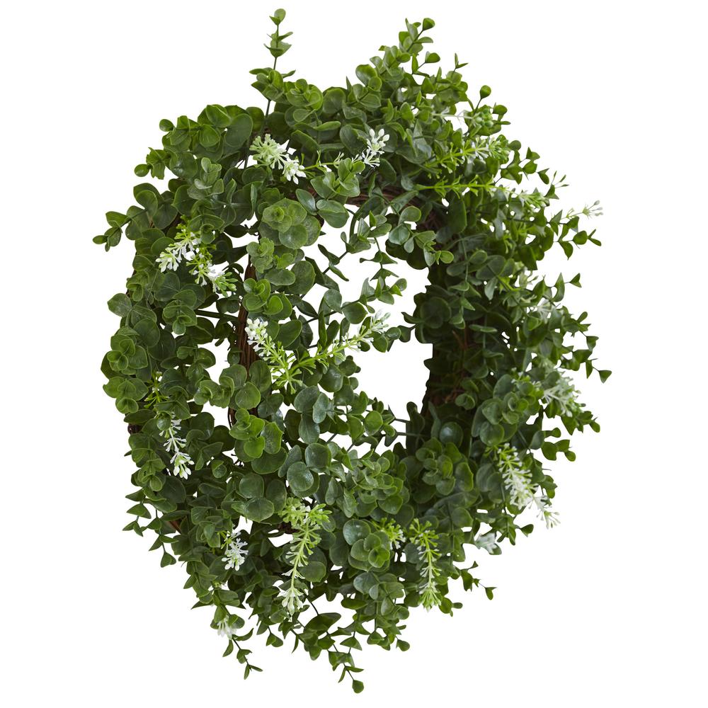 18in. Eucalyptus Double Ring Wreath with Twig Base. Picture 2