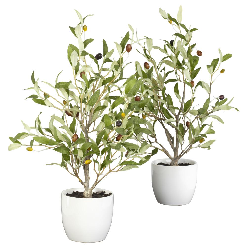 18in. Olive Silk Tree with Vase (Set of 2). Picture 3