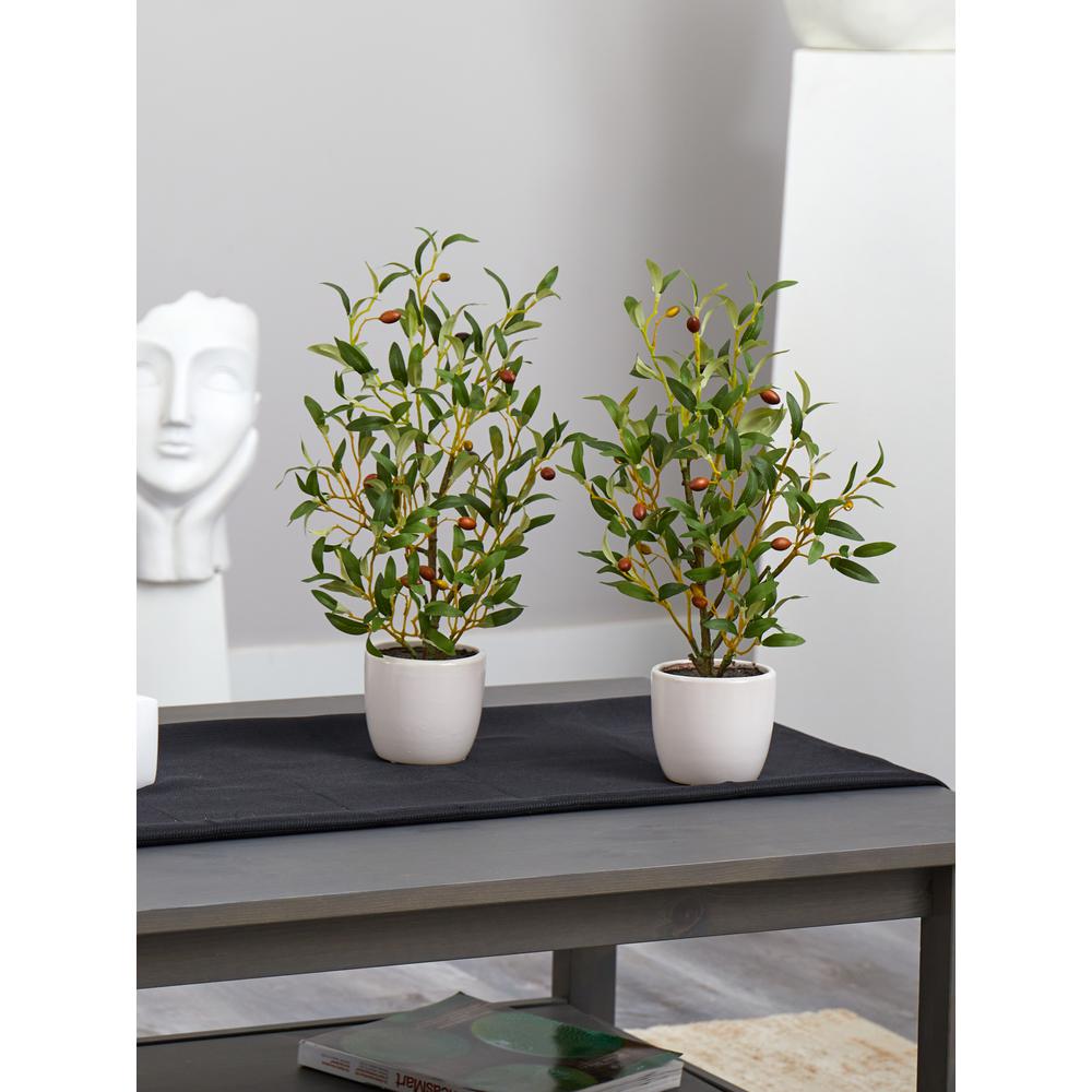 18in. Olive Silk Tree with Vase (Set of 2). Picture 2