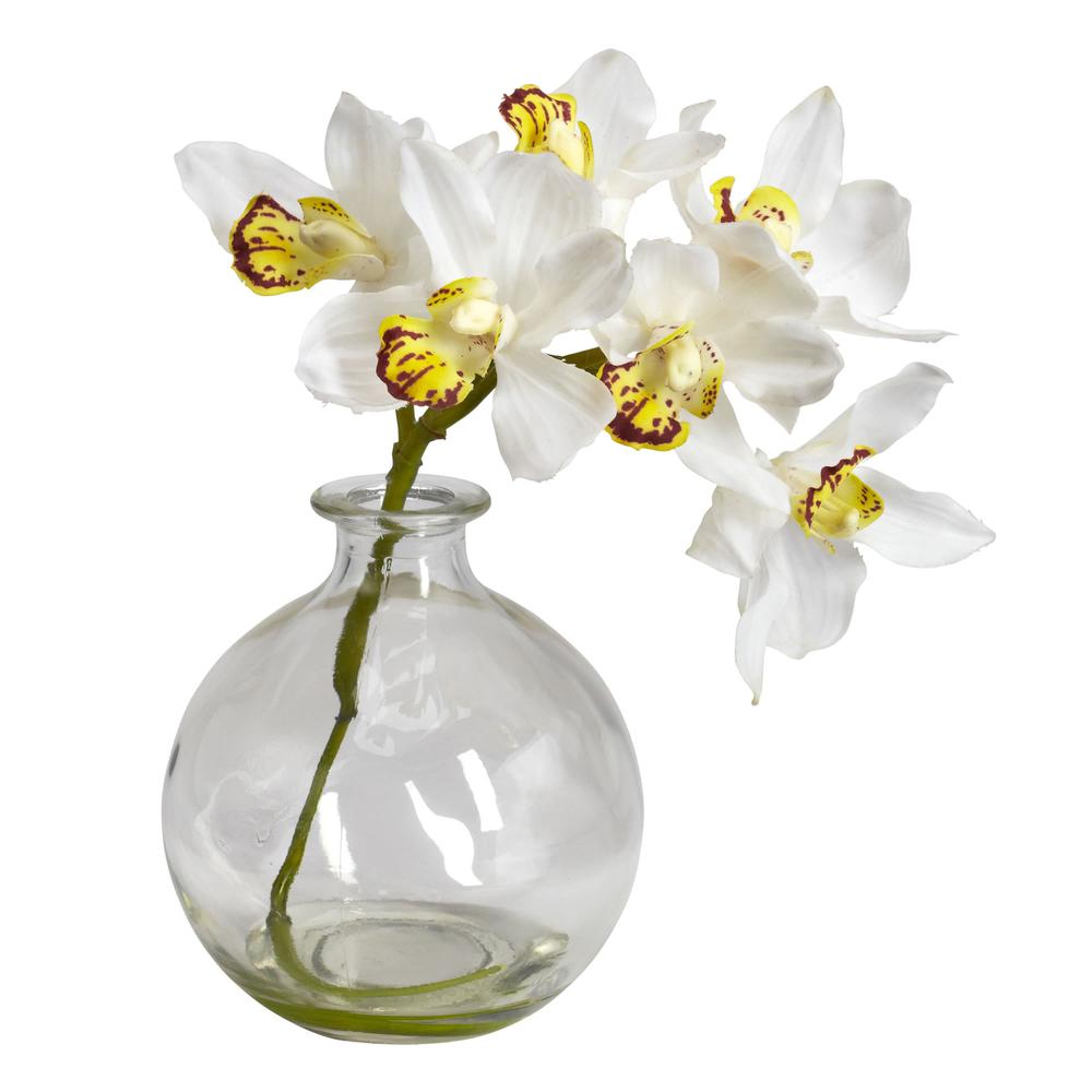 Cymbidium with Vase Silk Flower Arrangement (Set of 3). Picture 5