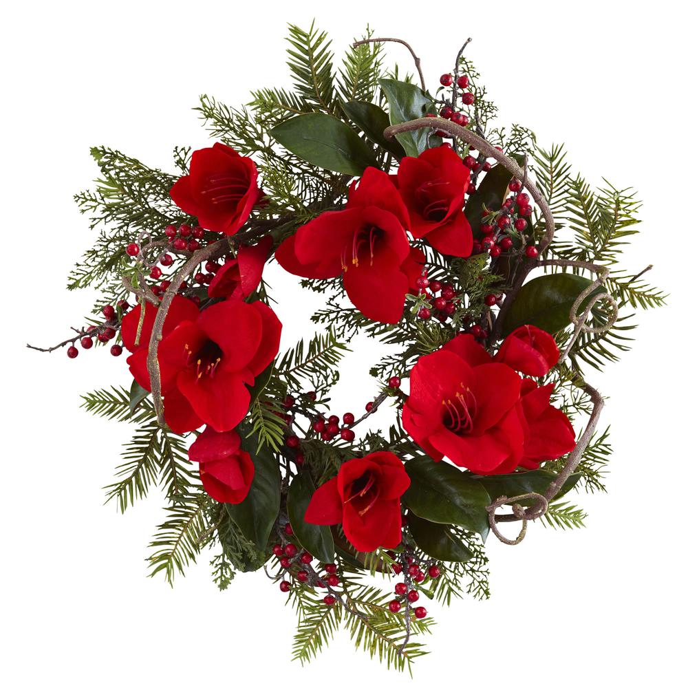 24in. Amaryllis Wreath. Picture 1