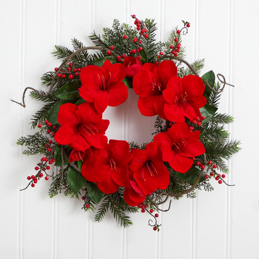 24in. Amaryllis Wreath. Picture 3