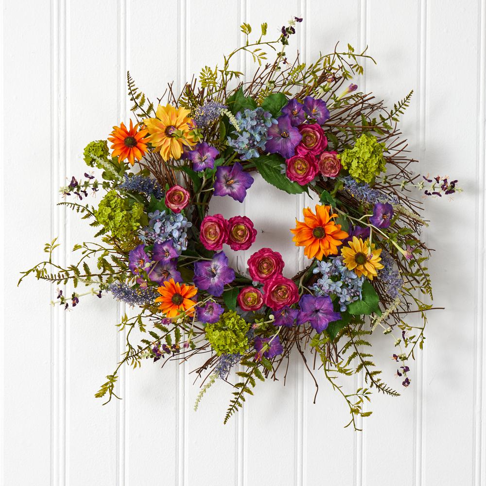 24in. Spring Garden Wreath with Twig Base. Picture 5
