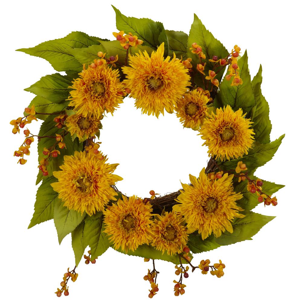 22in. Golden Sunflower Wreath. Picture 1