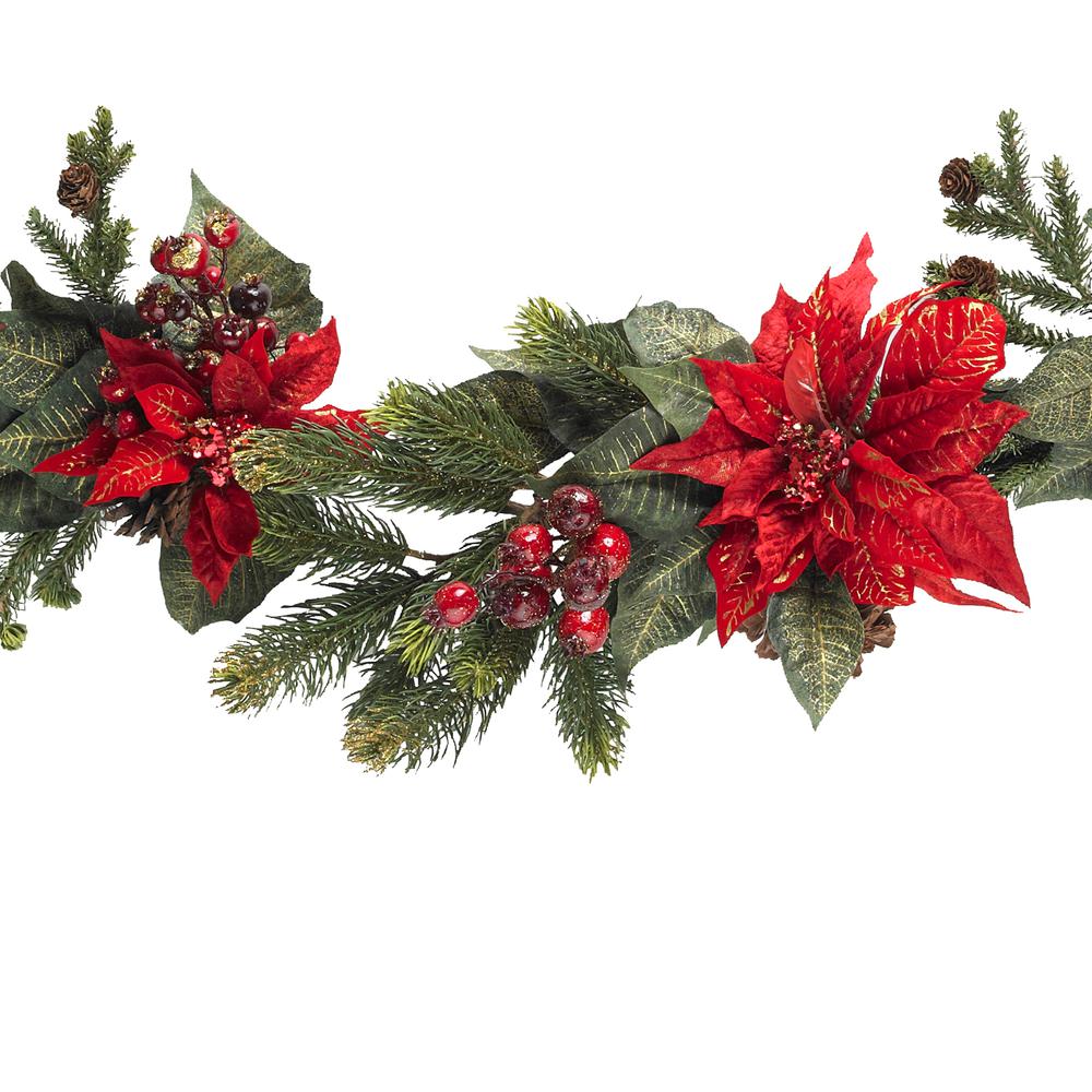 60in. Poinsettia & Berry Garland. The main picture.