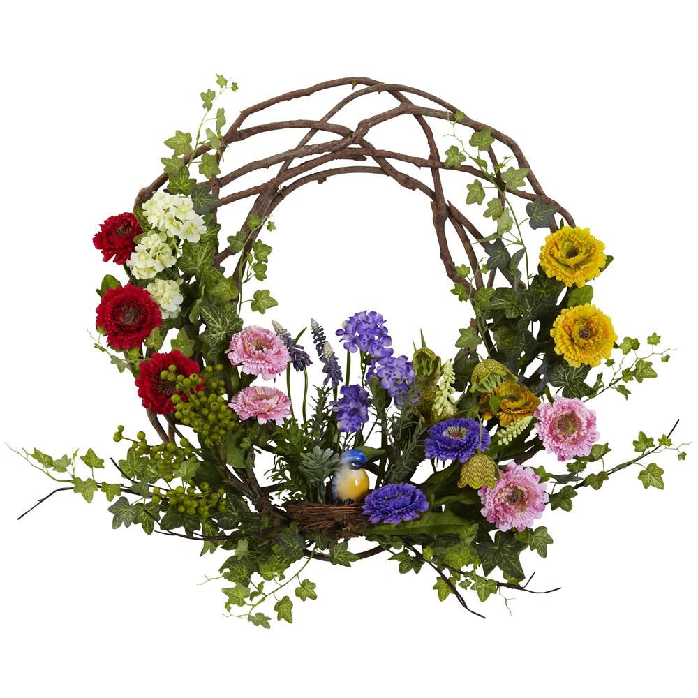22in. Spring Floral Wreath. Picture 1