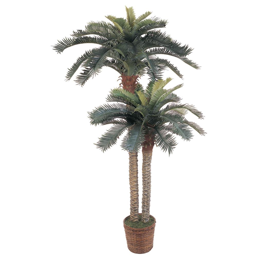 6ft. & 4ft. Sago Palm Double Potted Silk Tree. Picture 1