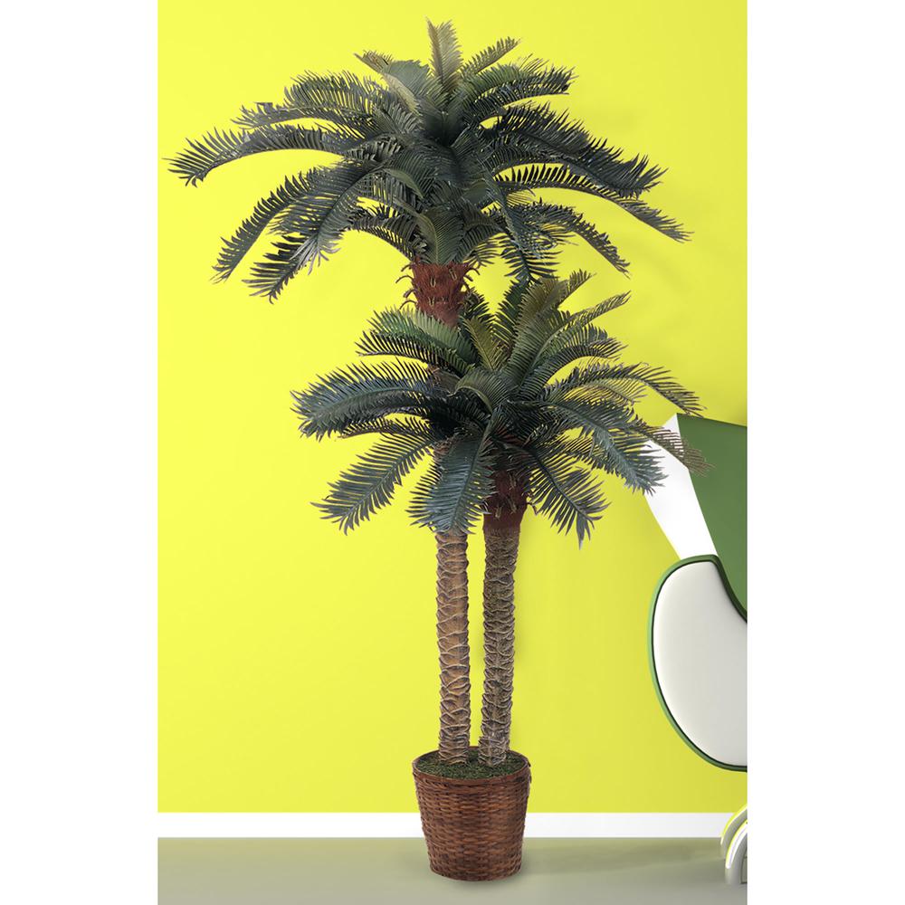 6ft. & 4ft. Sago Palm Double Potted Silk Tree. Picture 5