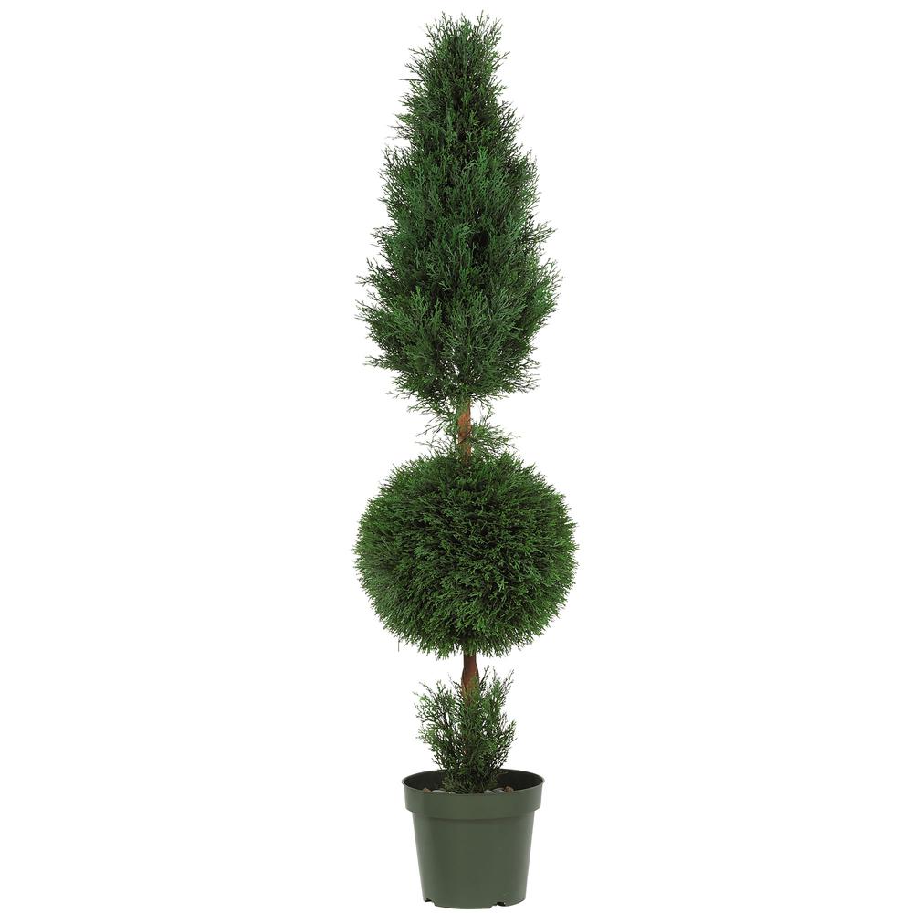 5ft. Cypress Ball and Cone Silk Tree (Indoor/Outdoor). Picture 1