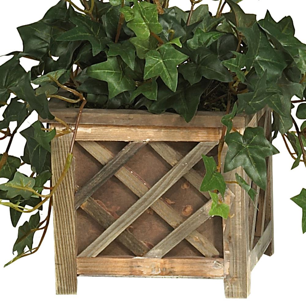 34in. Artificial Bougainvillea Topiary with Wood Box. Picture 2