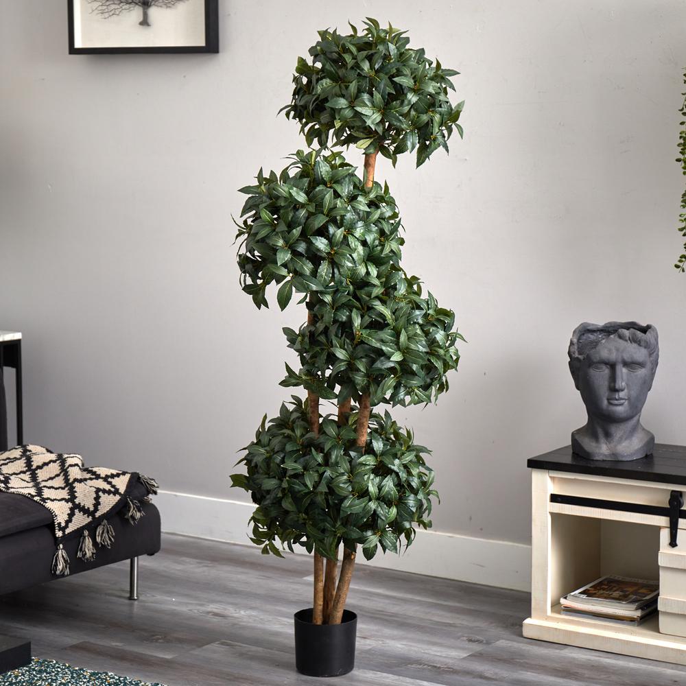 69in. Sweet Bay Topiary with 4 Balls Silk Tree. Picture 2