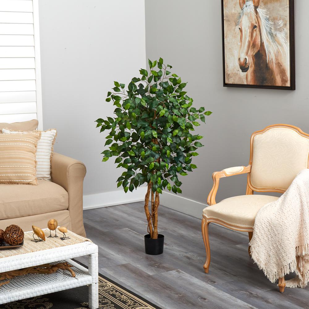4ft. Ficus Silk Tree, Green. Picture 2