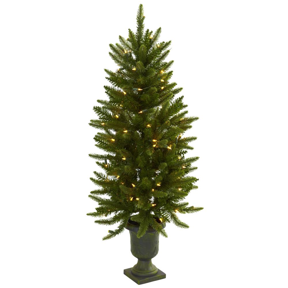4ft. Christmas Tree with Urn & Clear Lights. Picture 1