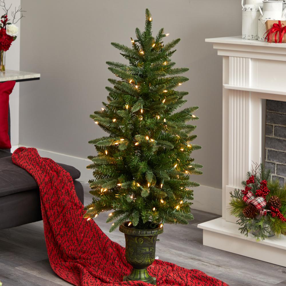 4ft. Christmas Tree with Urn & Clear Lights. Picture 8