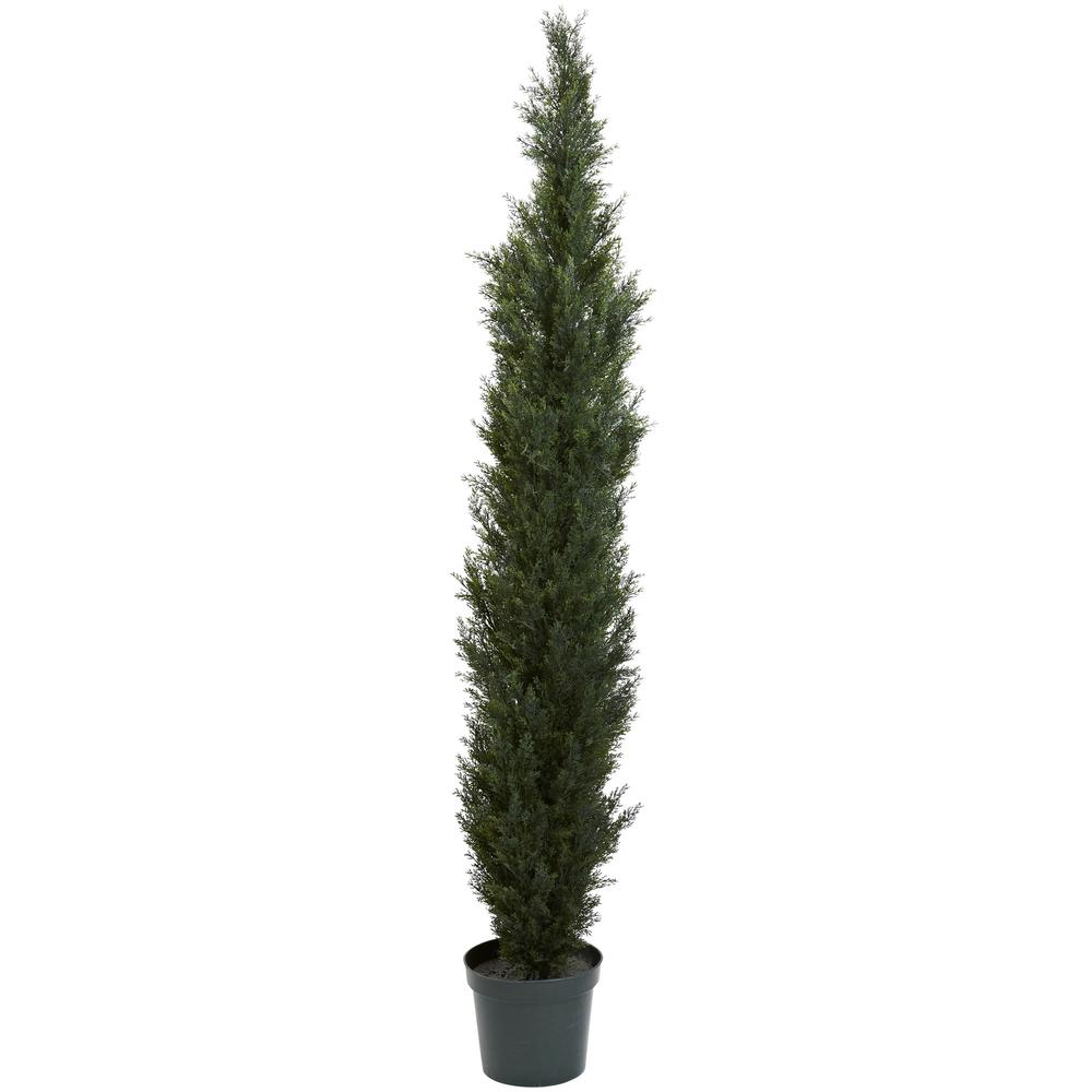 7ft. Mini Cedar Pine Tree with 3614 Tips in 12in. Pot (Two Tone Green). Picture 1