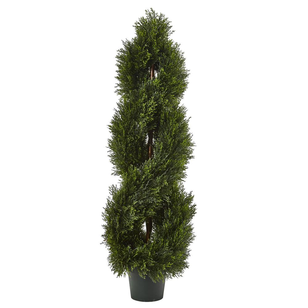 Double Pond Cypress 4 ft. H Spiral Topiary UV Resistant with 1036 Leaves (Indoor/Outdoor). Picture 1