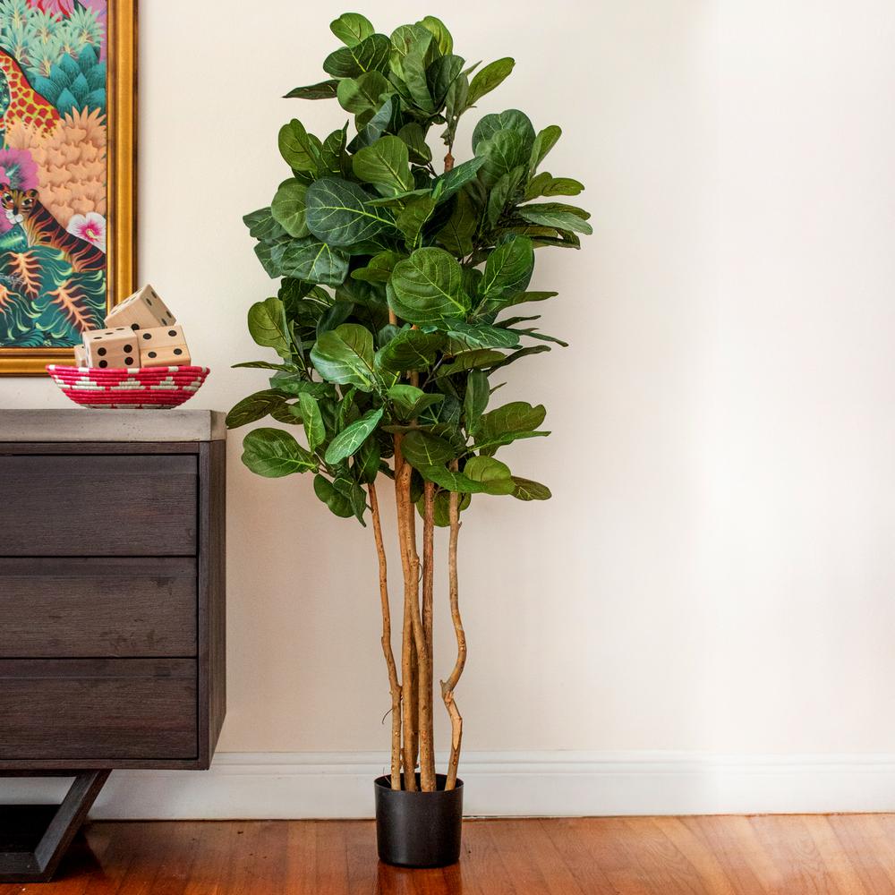 5ft. Fiddle Leaf Fig Artificial Tree Green. Picture 4