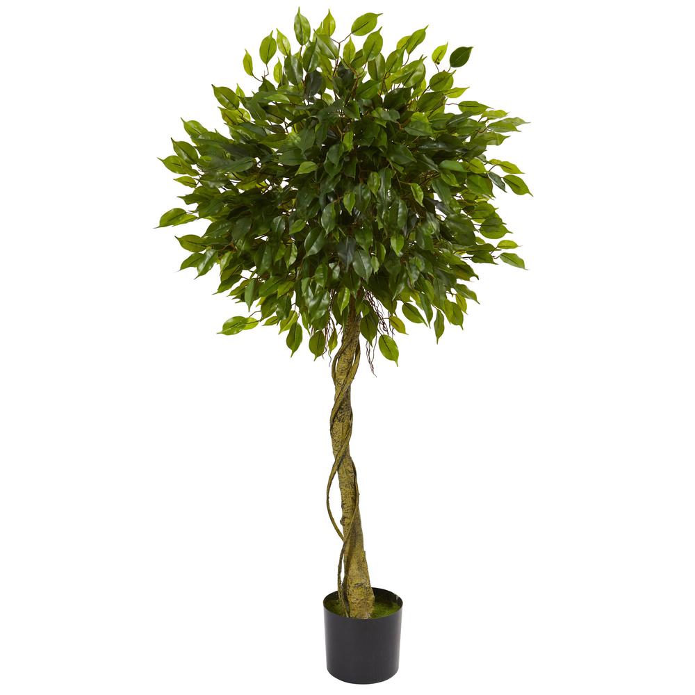 5ft. Ficus Artificial Topiary Tree, UV Resistant (Indoor/Outdoor). Picture 1