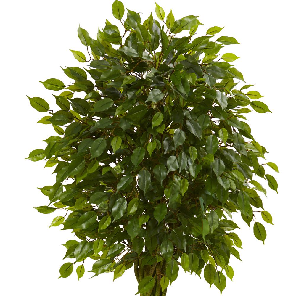 5ft. Ficus Artificial Tree with Woven Trunk, UV Resistant (Indoor/Outdoor). Picture 3